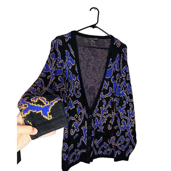 Vintage Counterparts Black & Purple Funky Button Front Cardigan Size Large - Picture 3 of 9